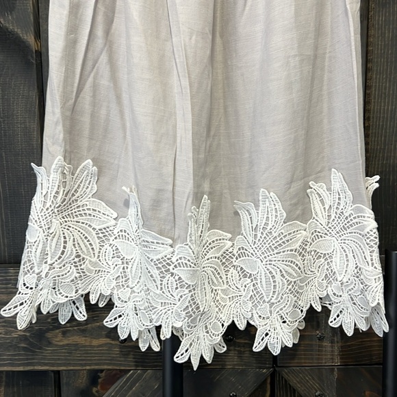 Anthropologie HD in Paris Off Shoulder Mini Dress XS Lace Appliques Smocked Boho - Picture 7 of 12